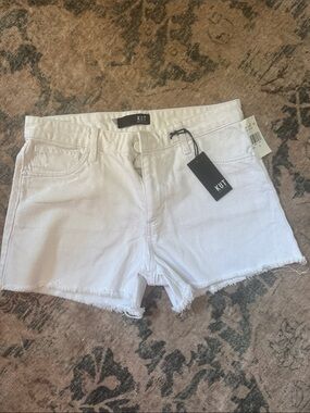 Kut from the Kloth White Frayed Hem Shortie Shorts